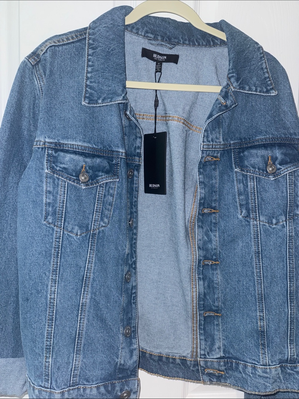 Hudson Jeans Medium Wash Blue Denim Trucker Jacket